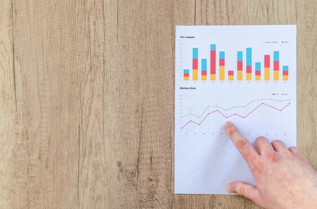 Cash flow chart showing financial inflows and outflows, with clear visual representation of revenue, expenses, and net cash position over time.