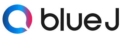 Blue J logo with text “Series D funding $122 million” on a digital background.