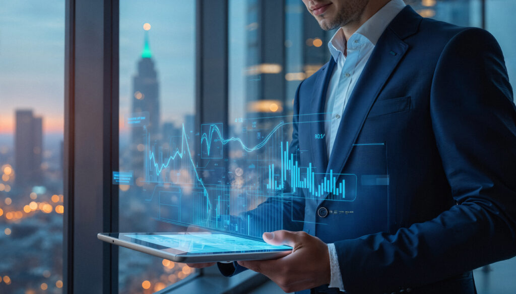 Accounting startups founders analyzing financial charts in a modern office