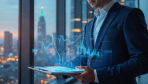 Accounting startups founders analyzing financial charts in a modern office