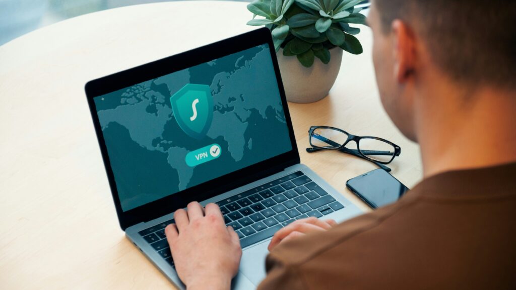 An accountant securing sensitive client information on a laptop, illustrating protecting client data