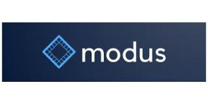 Modus AI audit platform interface displayed on laptop screen with charts and data